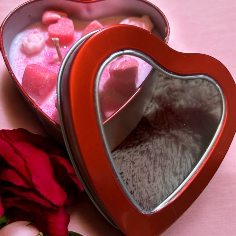 Watermelon scented heart candle 6.5 oz.  100% soy double wick.