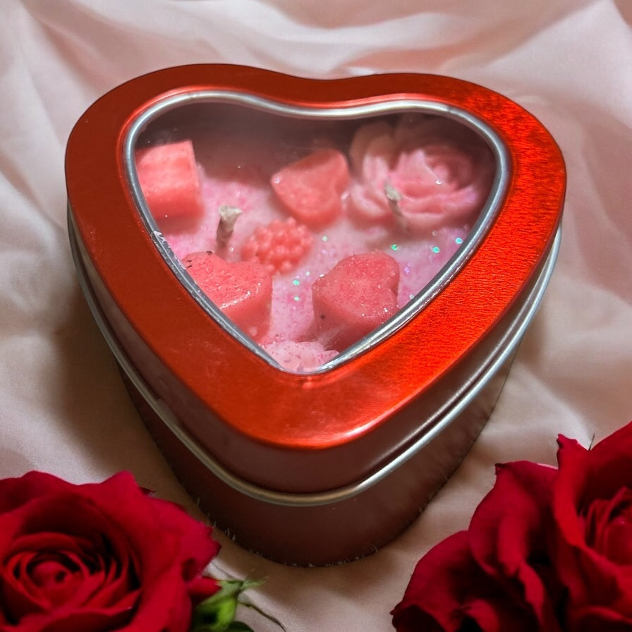 Watermelon scented heart candle 6.5 oz.  100% soy double wick.