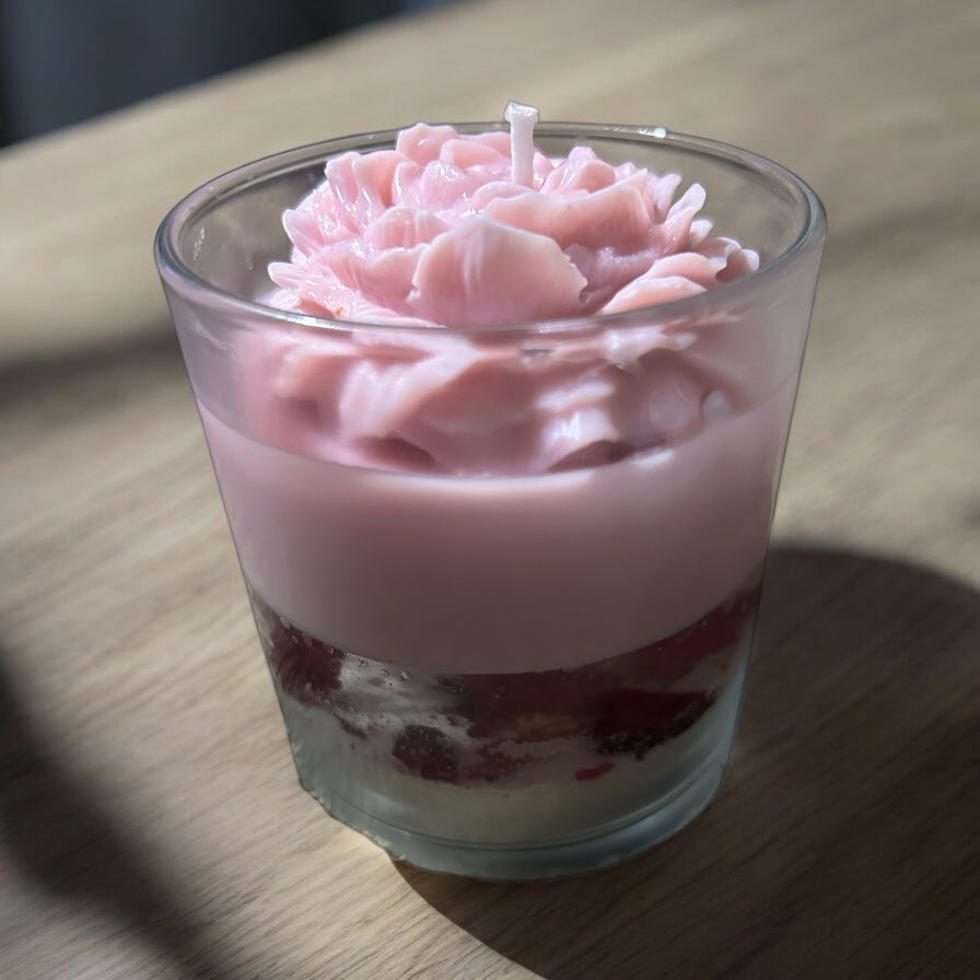 Watermelon rose candle, 8 ounce