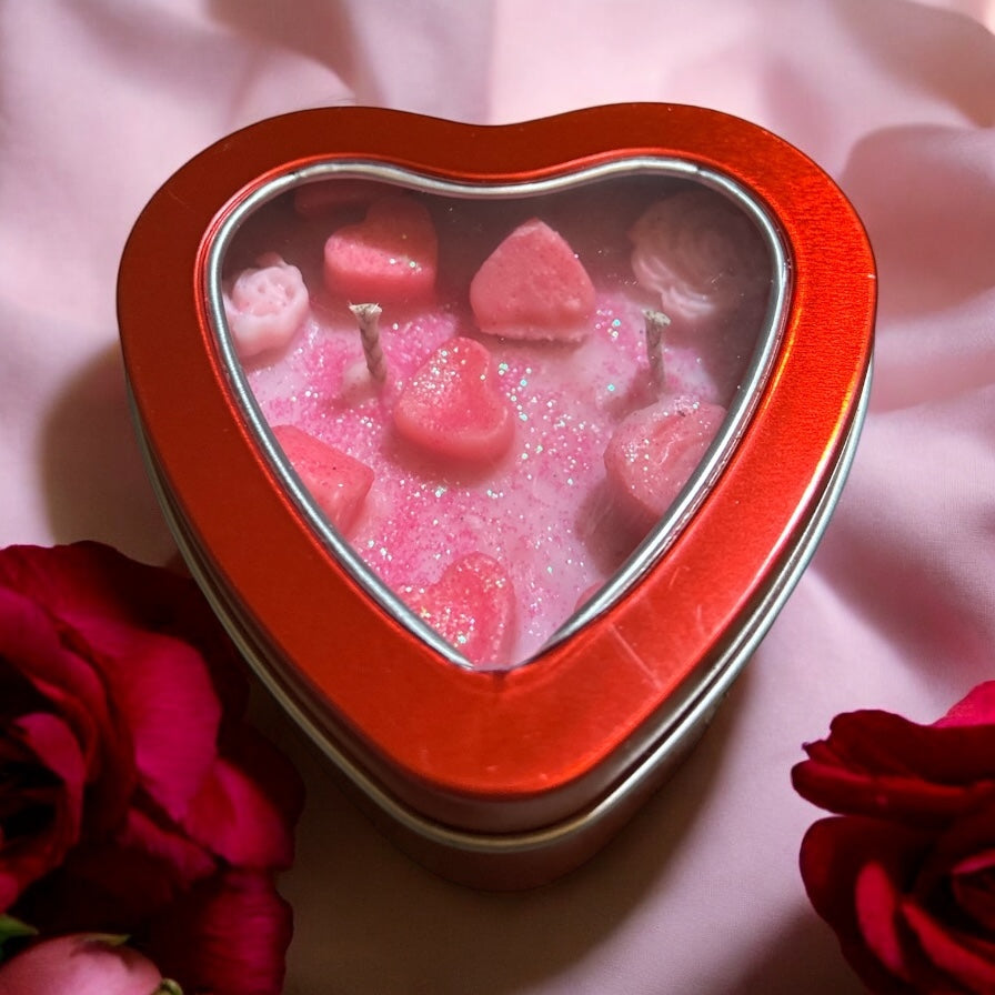 Watermelon scented heart candle 6.5 oz.  100% soy double wick.