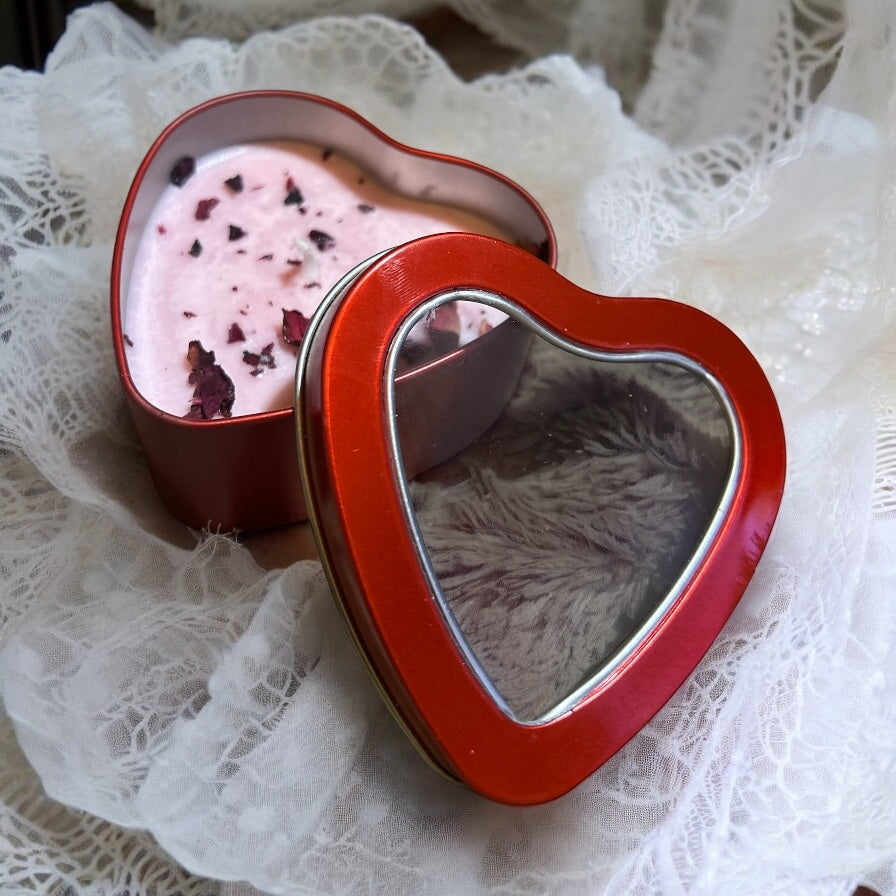 Watermelon scented heart candle 6.5 oz.  100% soy double wick.