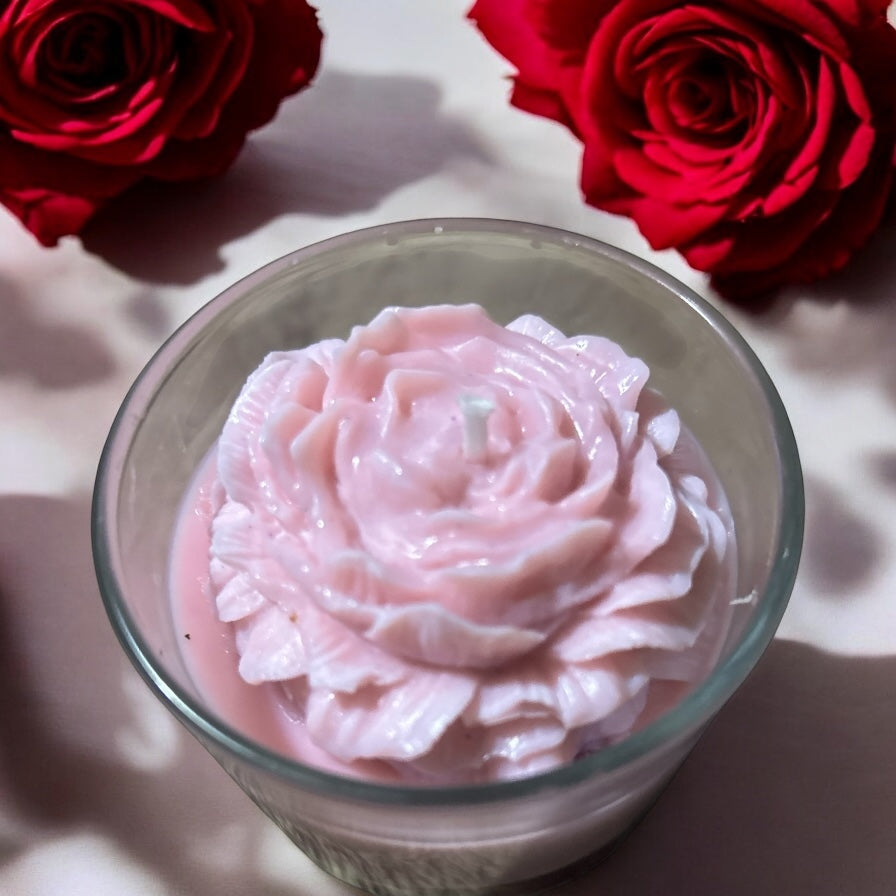 Watermelon rose candle, 8 ounce